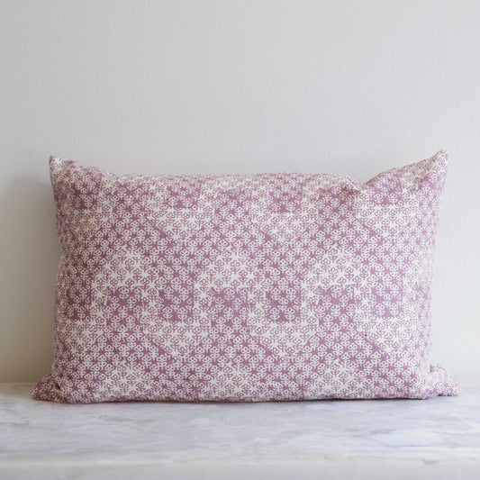 Central Lane Heri in Ivory Grand Lilac Lumbar Pillow - 16"x24"