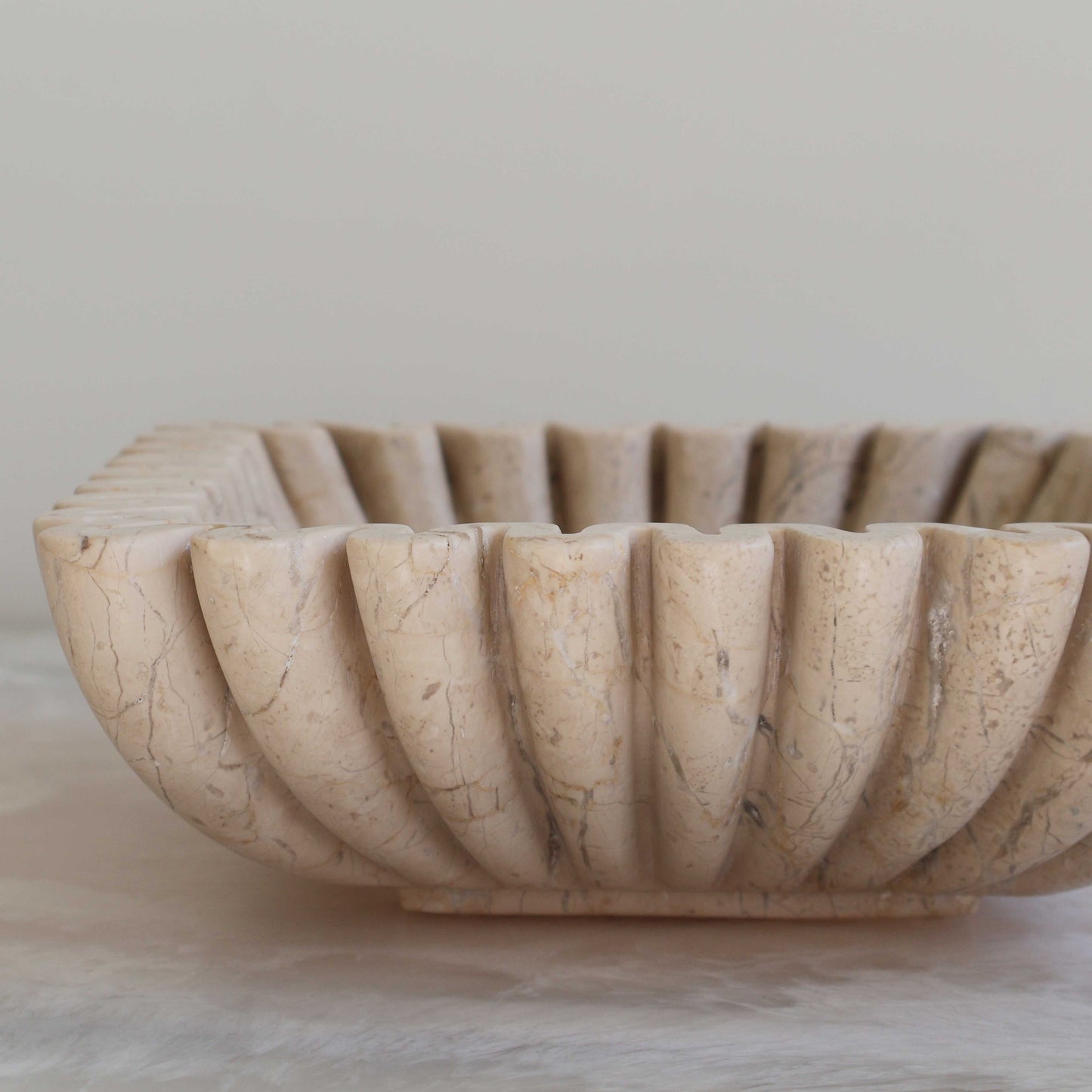 Square Ruffle Bowl in Oyster