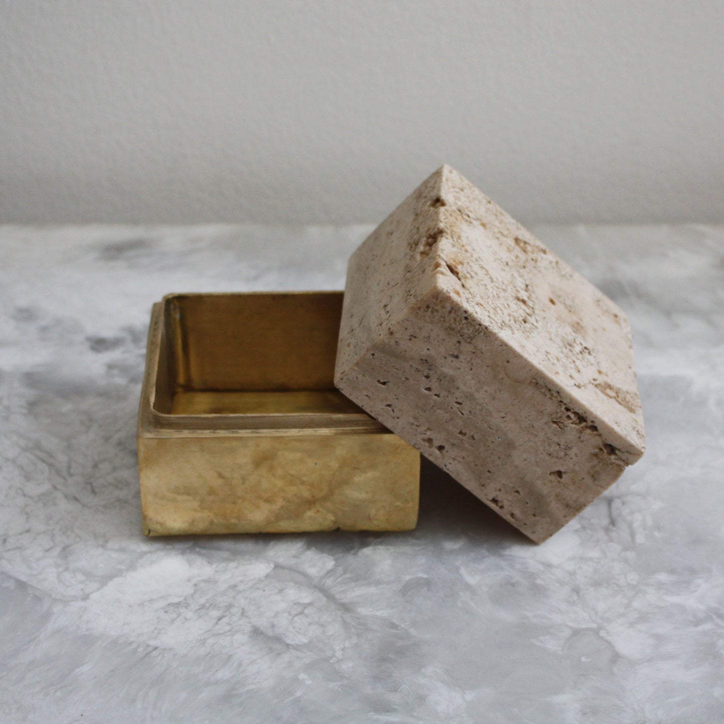 50/50 Box - Travertine and Brass