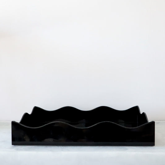 Large Belles Rives Lacquer Tray - Licorice Black