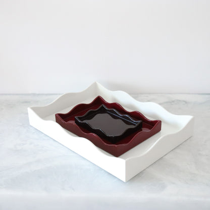 Small Belles Rives Lacquer Tray - Bordeaux Red