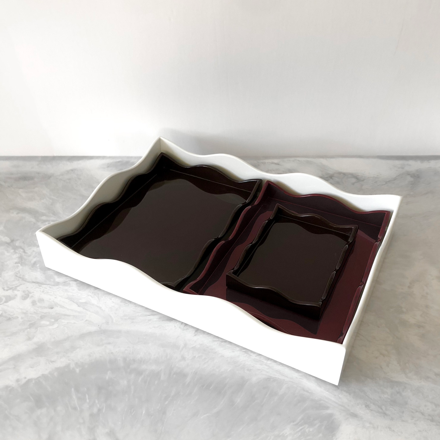 Small Belles Rives Lacquer Tray - Chocolate Brown