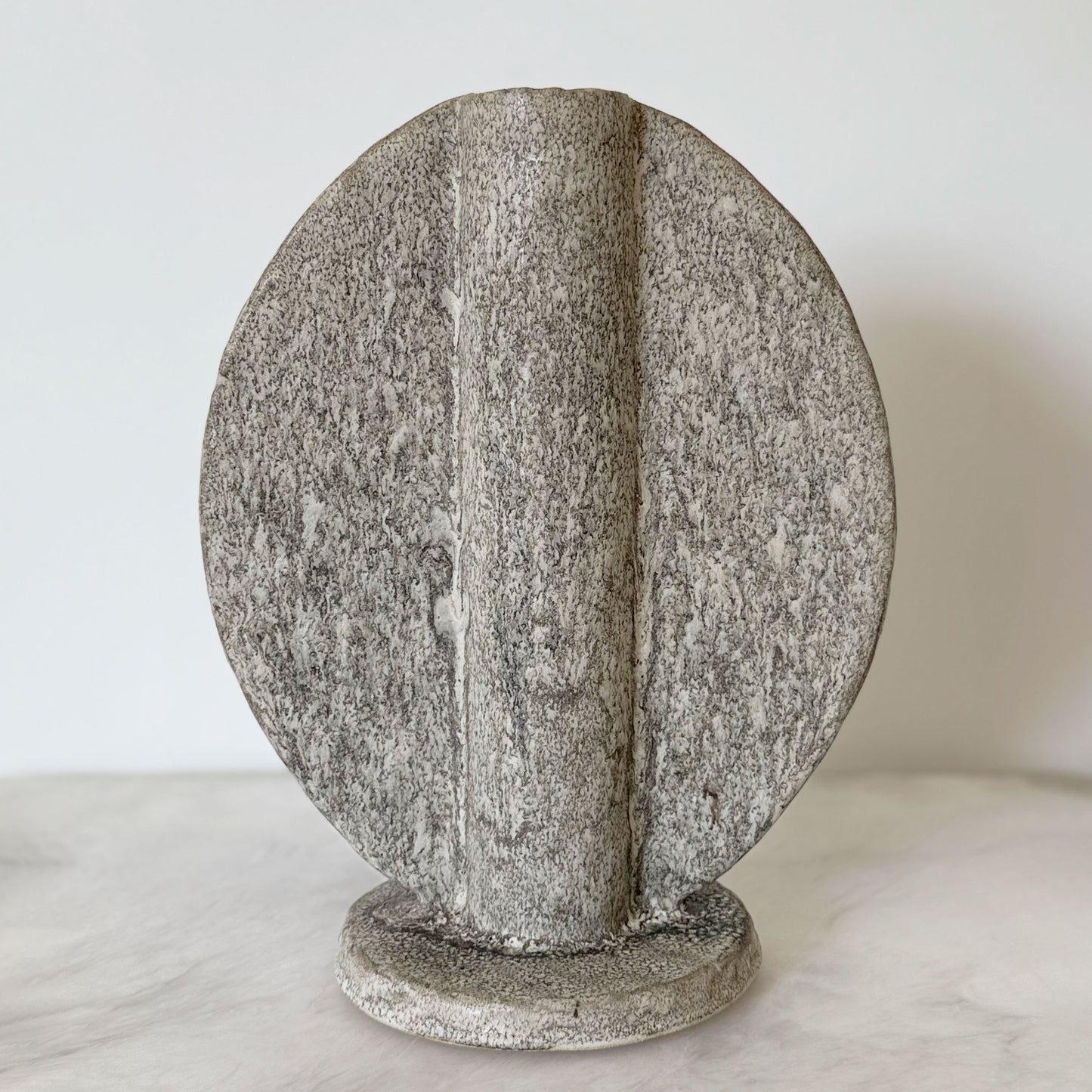 Speckled Yellow Green Bud Vase with Oval Panels