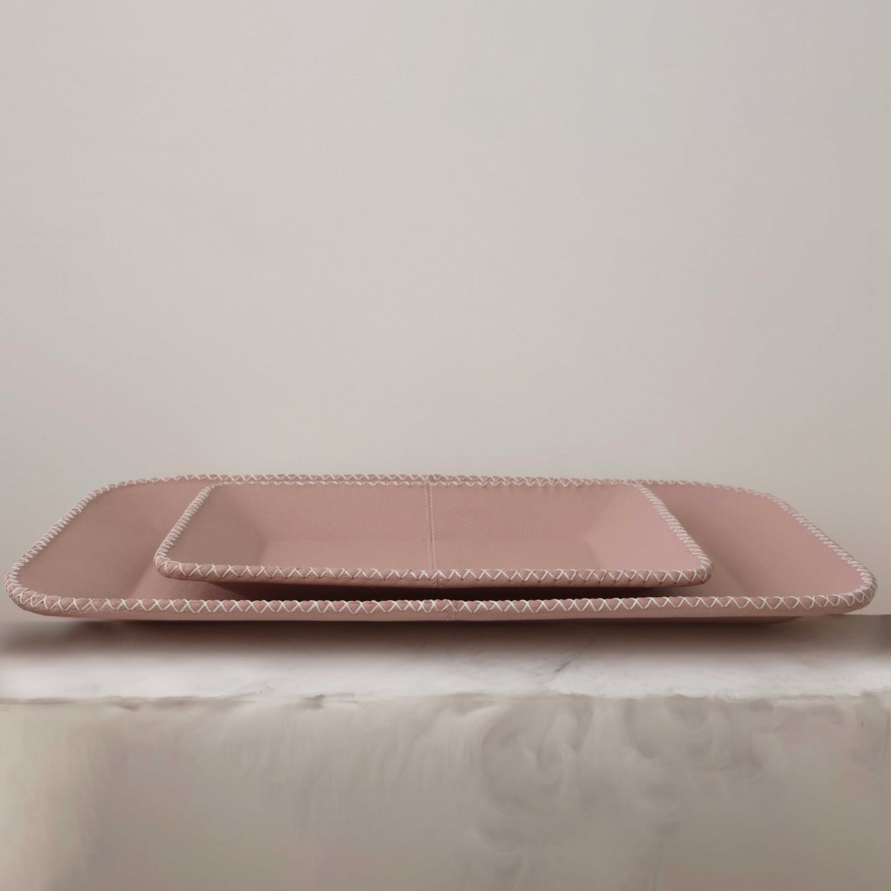 Leather Tray in Dusty Rose