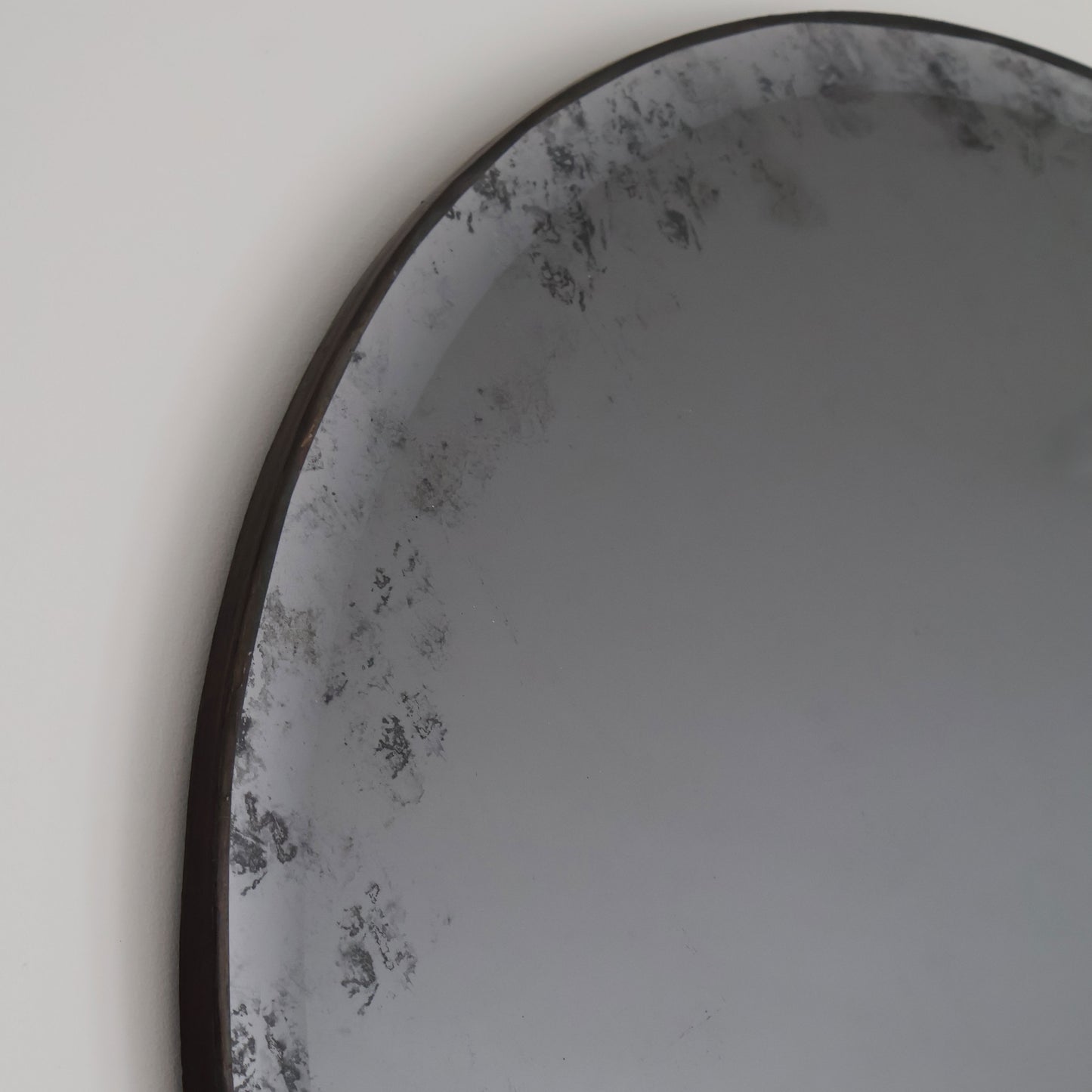 Round Antiqued Silver Leaf Mirror - 34" Diameter