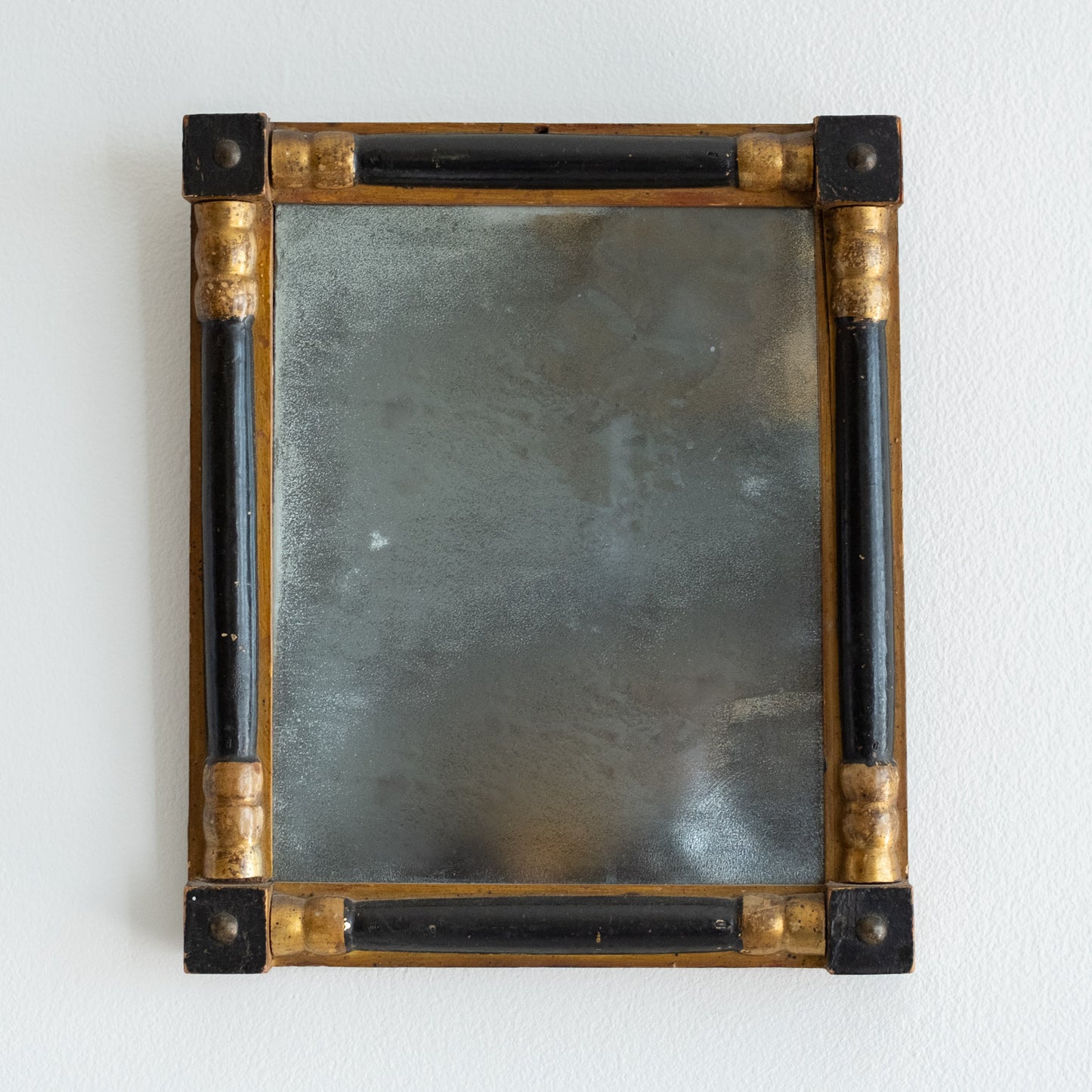 Primitive Antique Black & Gilt American Mirror