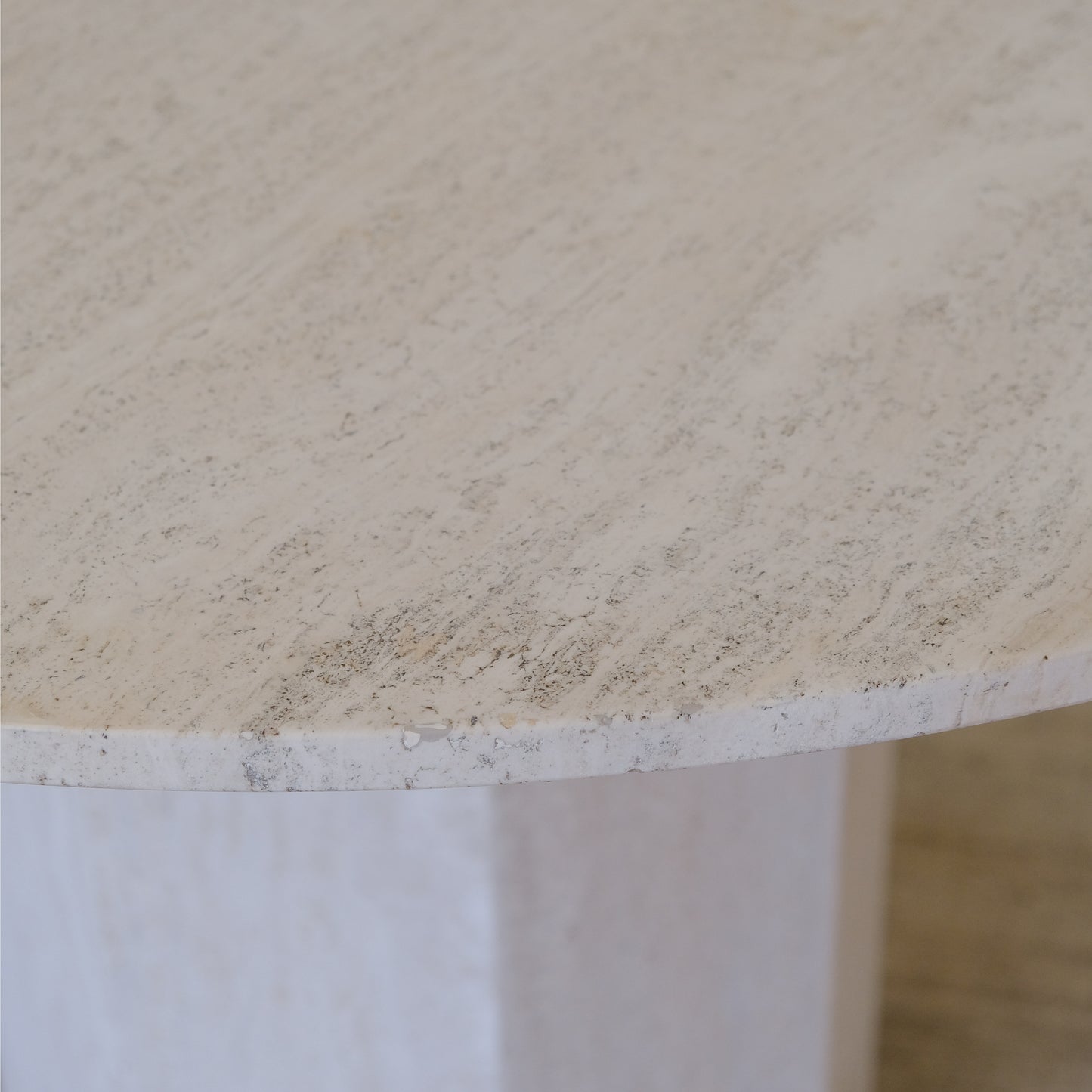 Vintage Round Travertine Dining Table