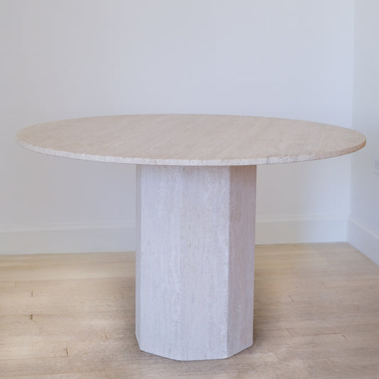 Vintage Round Travertine Dining Table