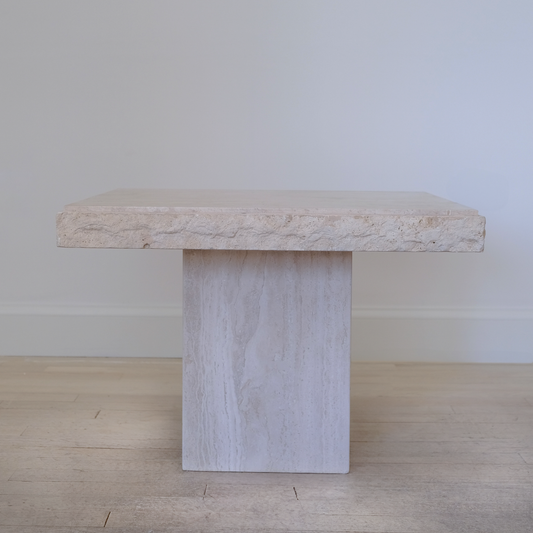 Vintage Travertine Raw Edge Live Edge End Table
