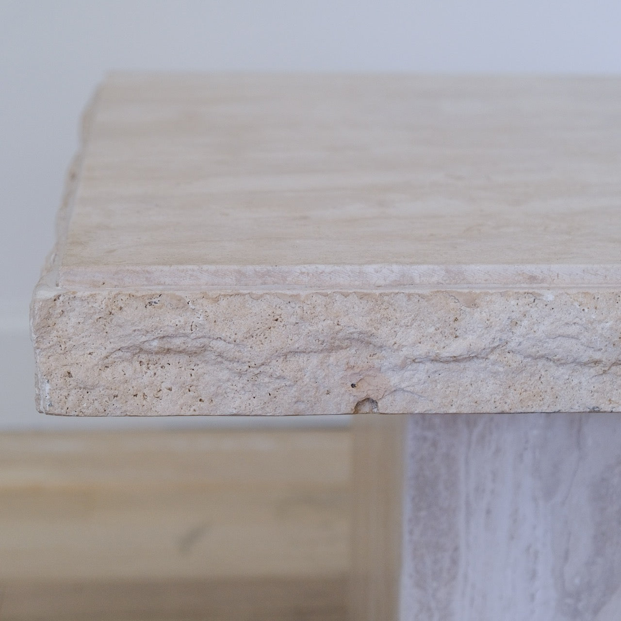 Vintage Travertine Raw Edge Live Edge End Table