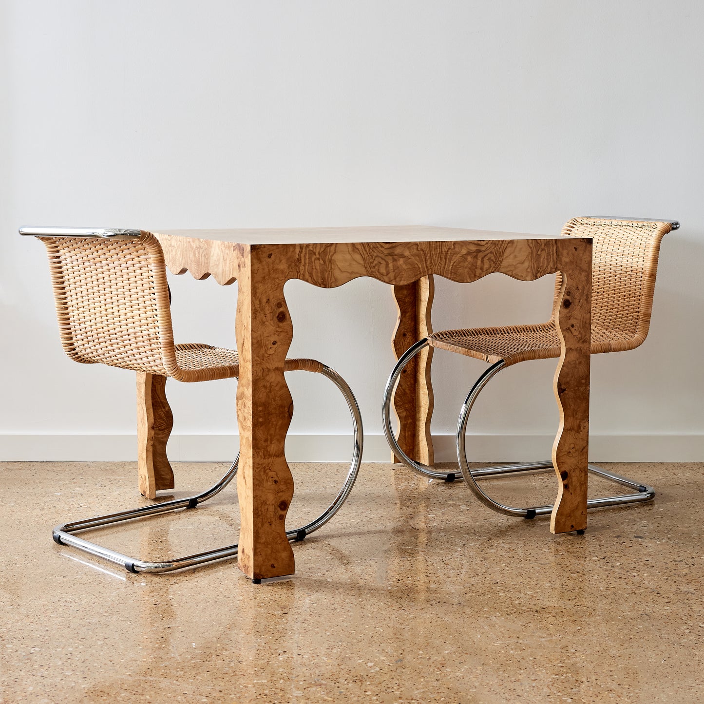 Burlwood Scalloped Game Table