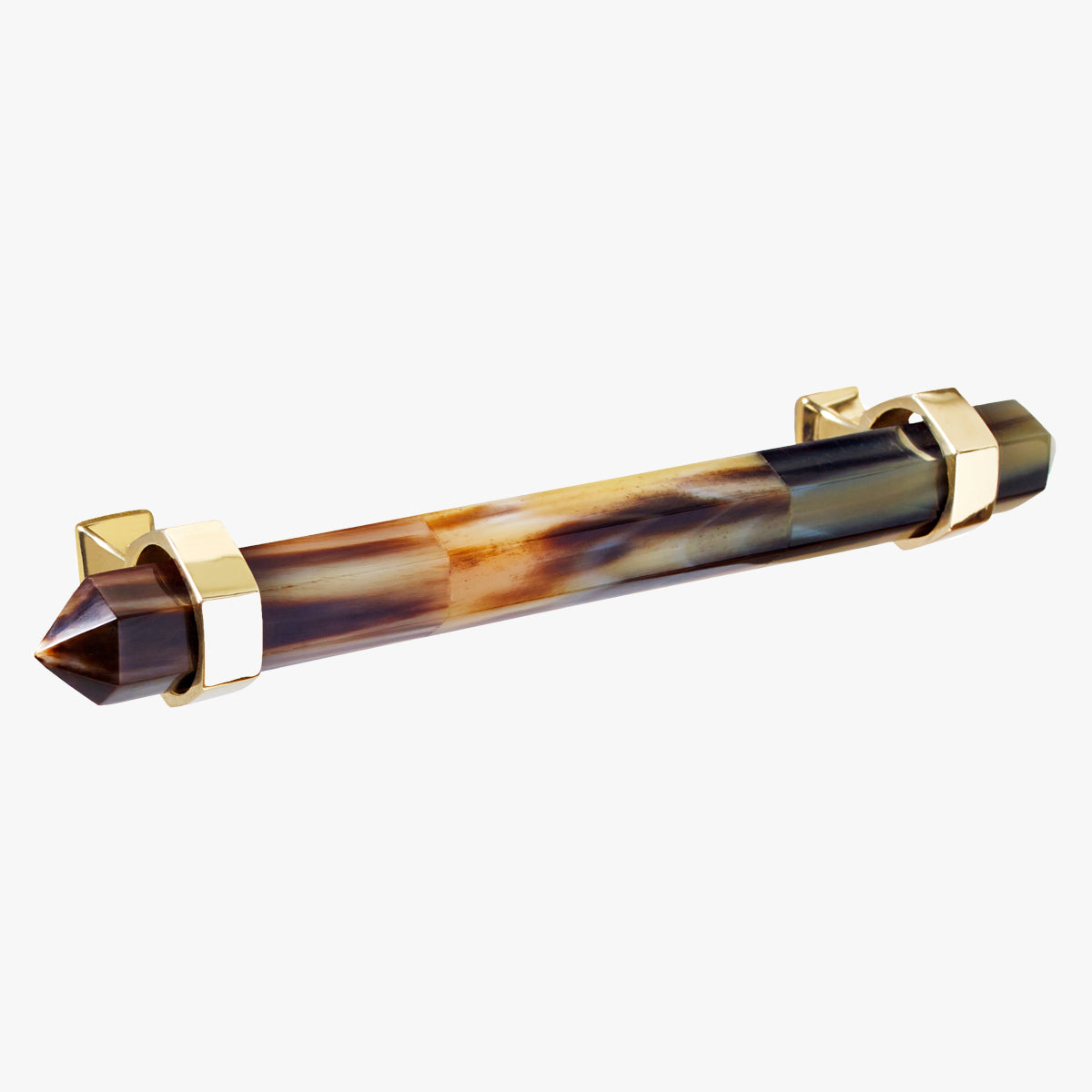 Freya Pull handmade in dark horn and polished brass by Matthew Studios