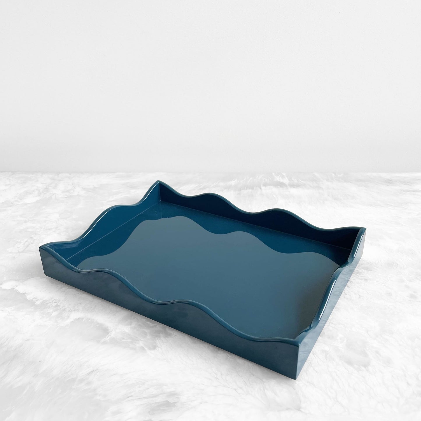 Small Belles Rives Lacquer Tray - Marine Blue