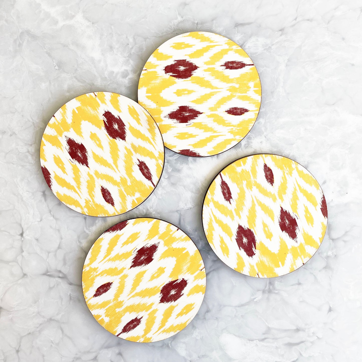 Spring Ikat Printed Coasters - Saffron