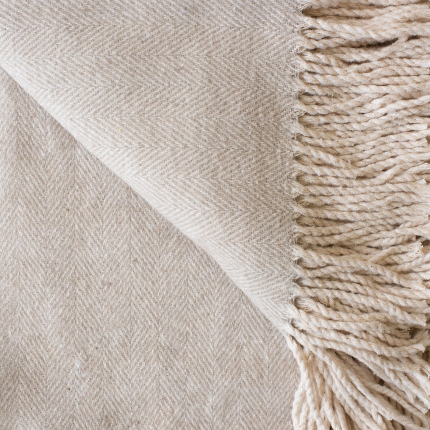 Cotton Herringbone Throw in Oyster
