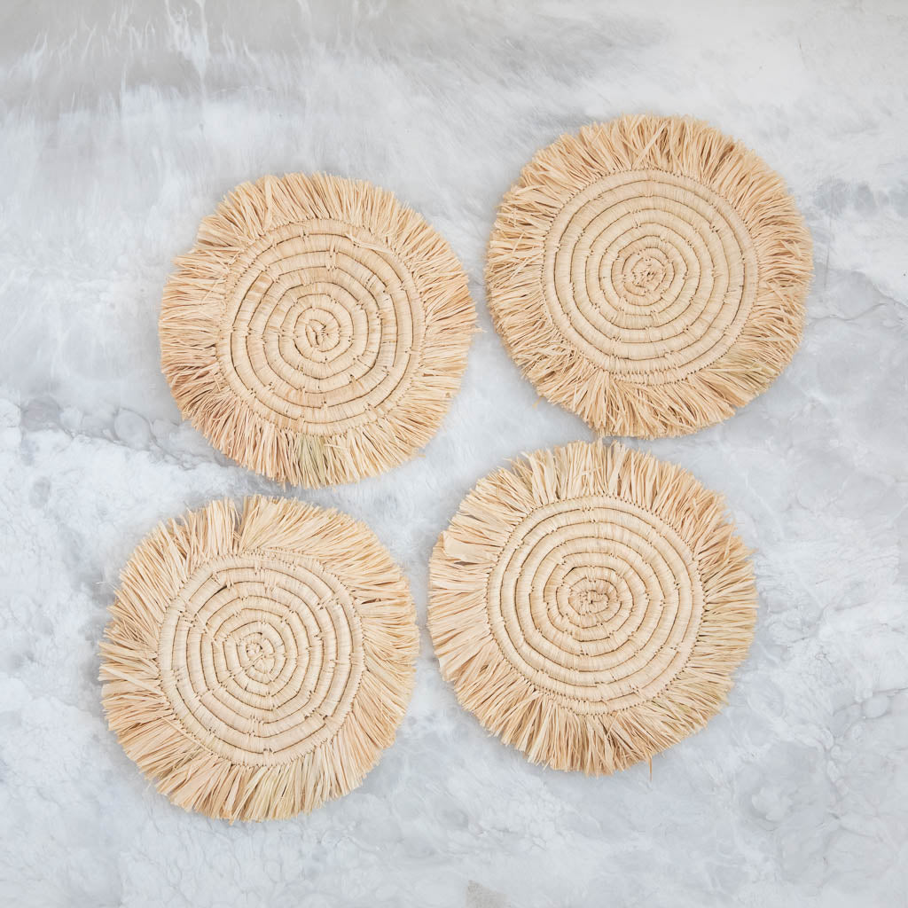 Fringed Natural Drink Coasters