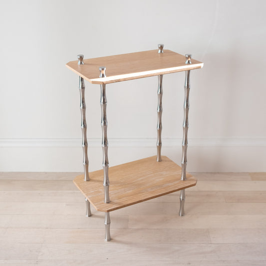 Freddie Table - Cerused Oak & Nickel