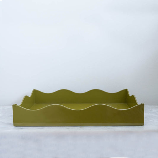 Large Belles Rives Lacquer Tray - Light Olive