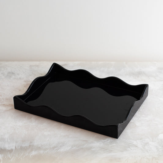 Small Belles Rives Lacquer Tray - Licorice Black