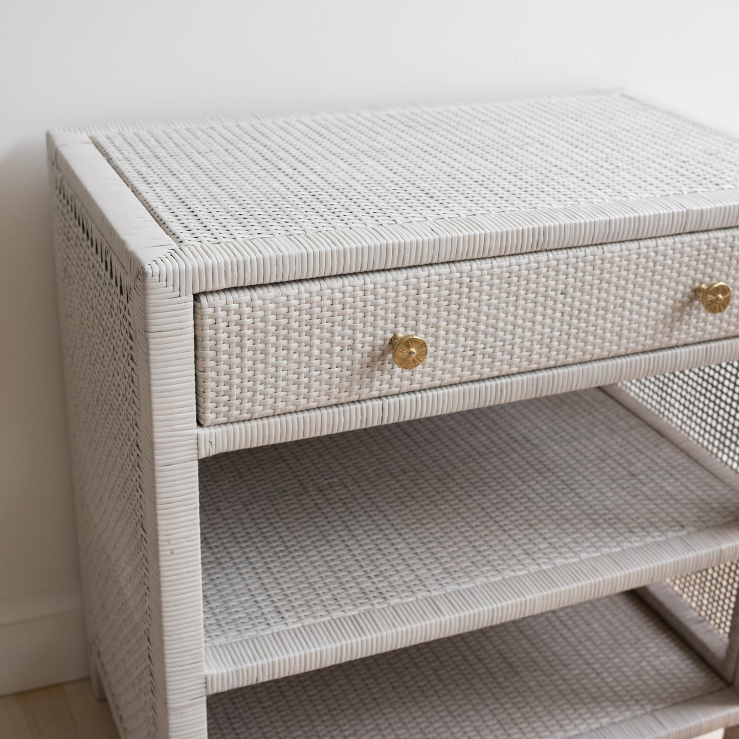 Gray Rattan Nightstand