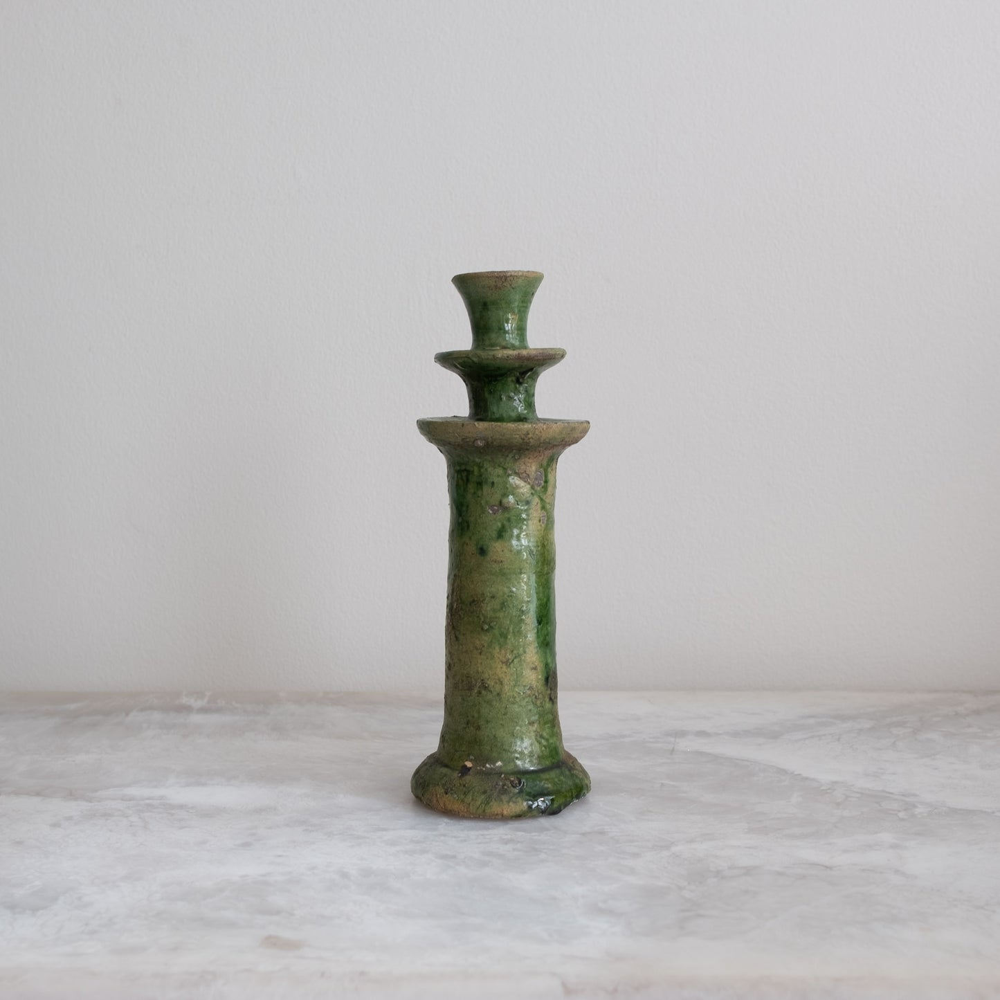 Vintage Moroccan Tamegroute Green Candlesticks