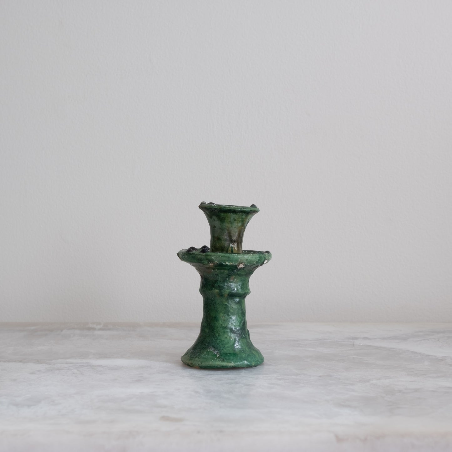 Vintage Moroccan Tamegroute Green Candlesticks