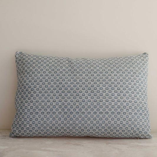 Blue and White Pattern Lumbar Pillow - 16" x 24"