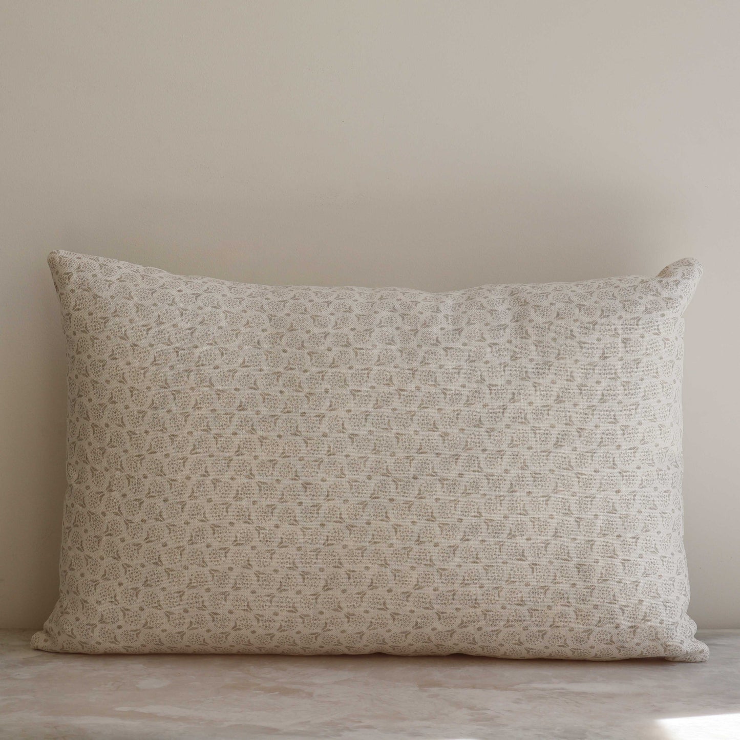 Taupe Floral Lumbar Pillow - 16" x 24"