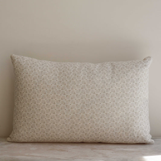 Taupe Floral Lumbar Pillow - 16" x 24"