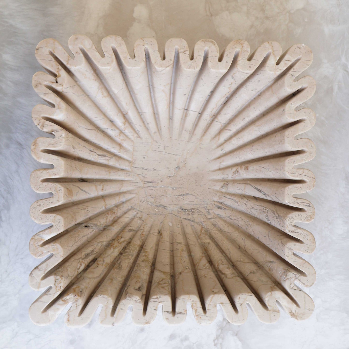 Square Ruffle Bowl in Oyster