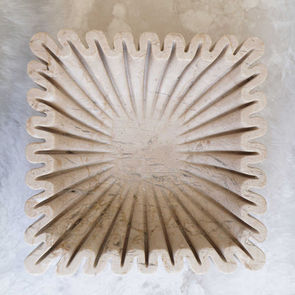 Square Ruffle Bowl in Oyster