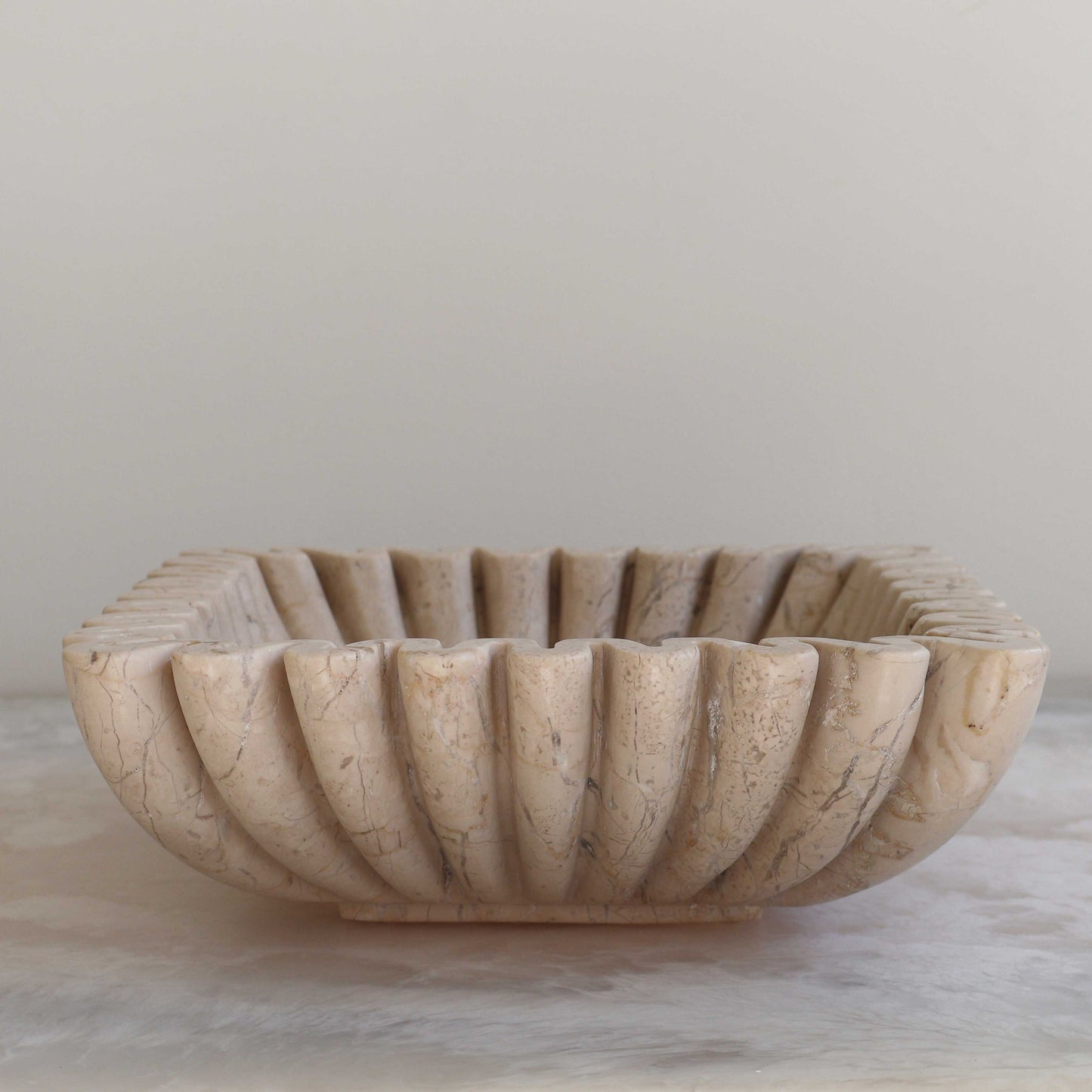 Square Ruffle Bowl in Oyster