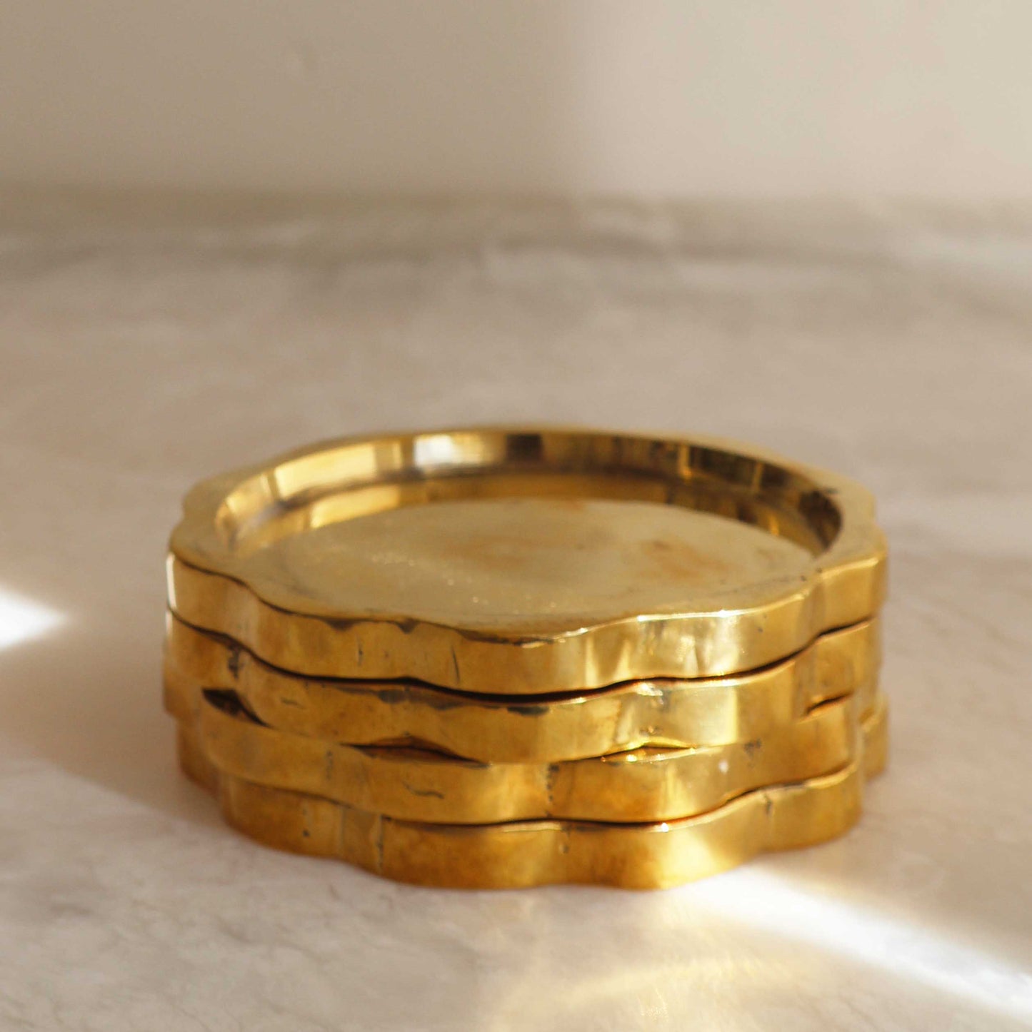 Sun Coaster Set in Brass