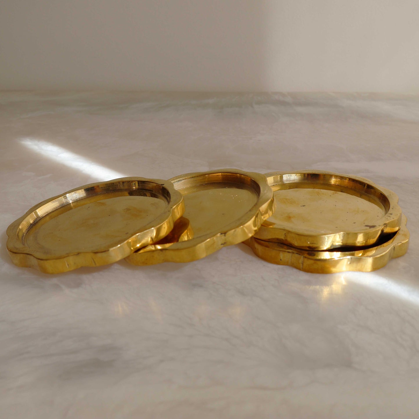 Sun Coaster Set in Brass