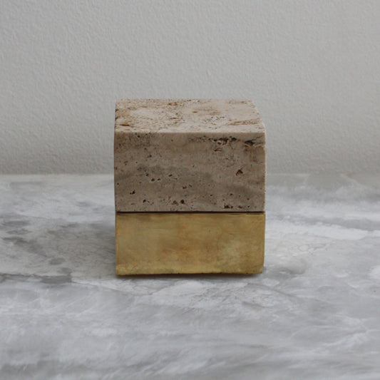 50/50 Box - Travertine and Brass