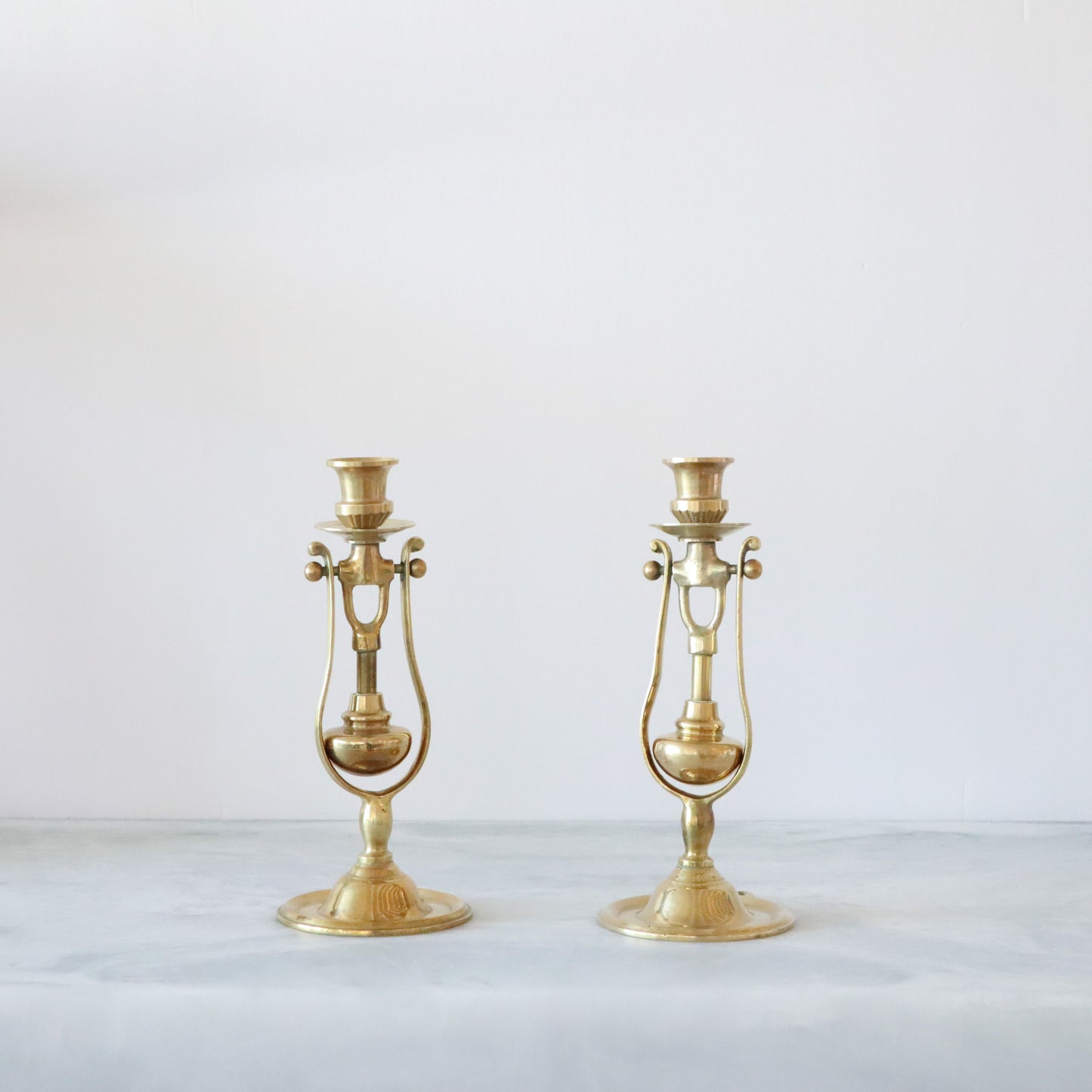 Pair of Antique Weighted Candle Holders