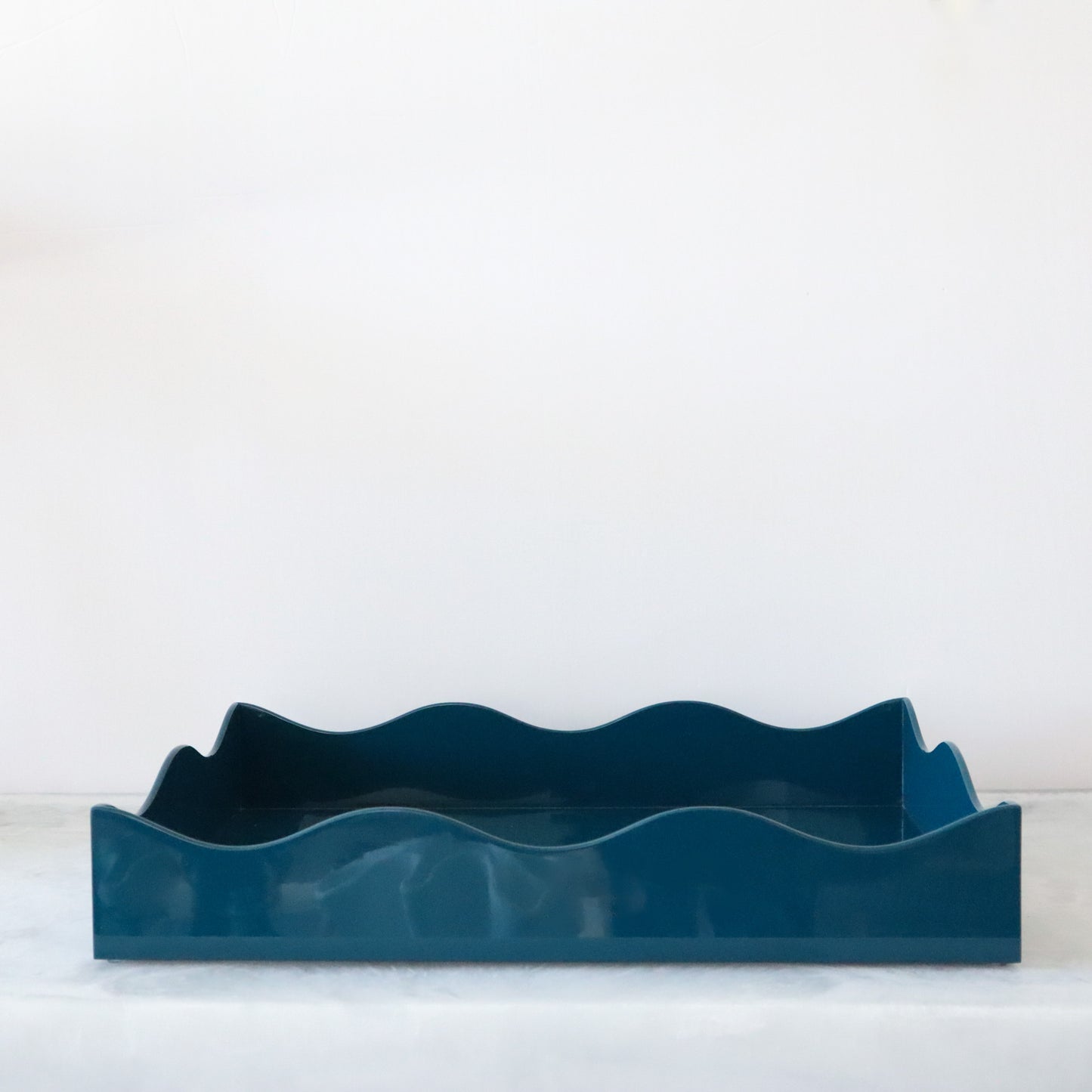 Large Belles Rives Lacquer Tray - Marine Blue