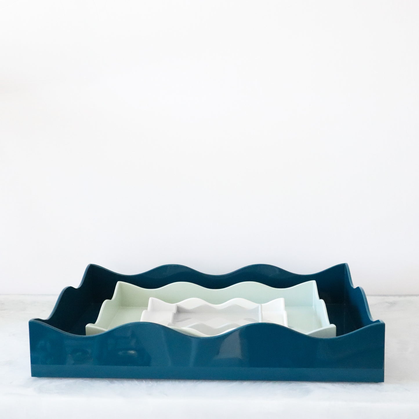 Large Belles Rives Lacquer Tray - Marine Blue