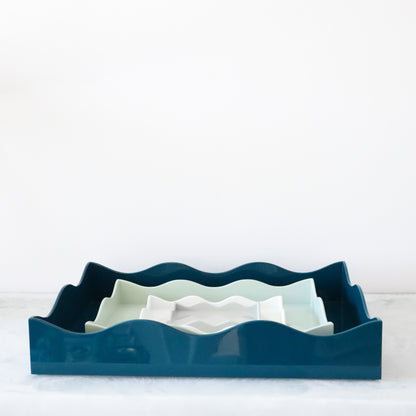 Large Belles Rives Lacquer Tray - Marine Blue