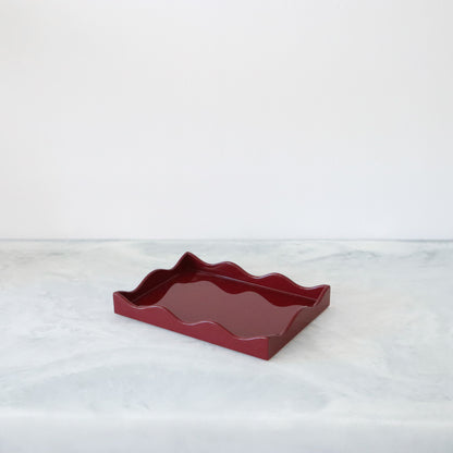 Small Belles Rives Lacquer Tray - Bordeaux Red