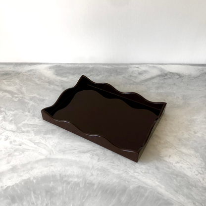 Small Belles Rives Lacquer Tray - Chocolate Brown