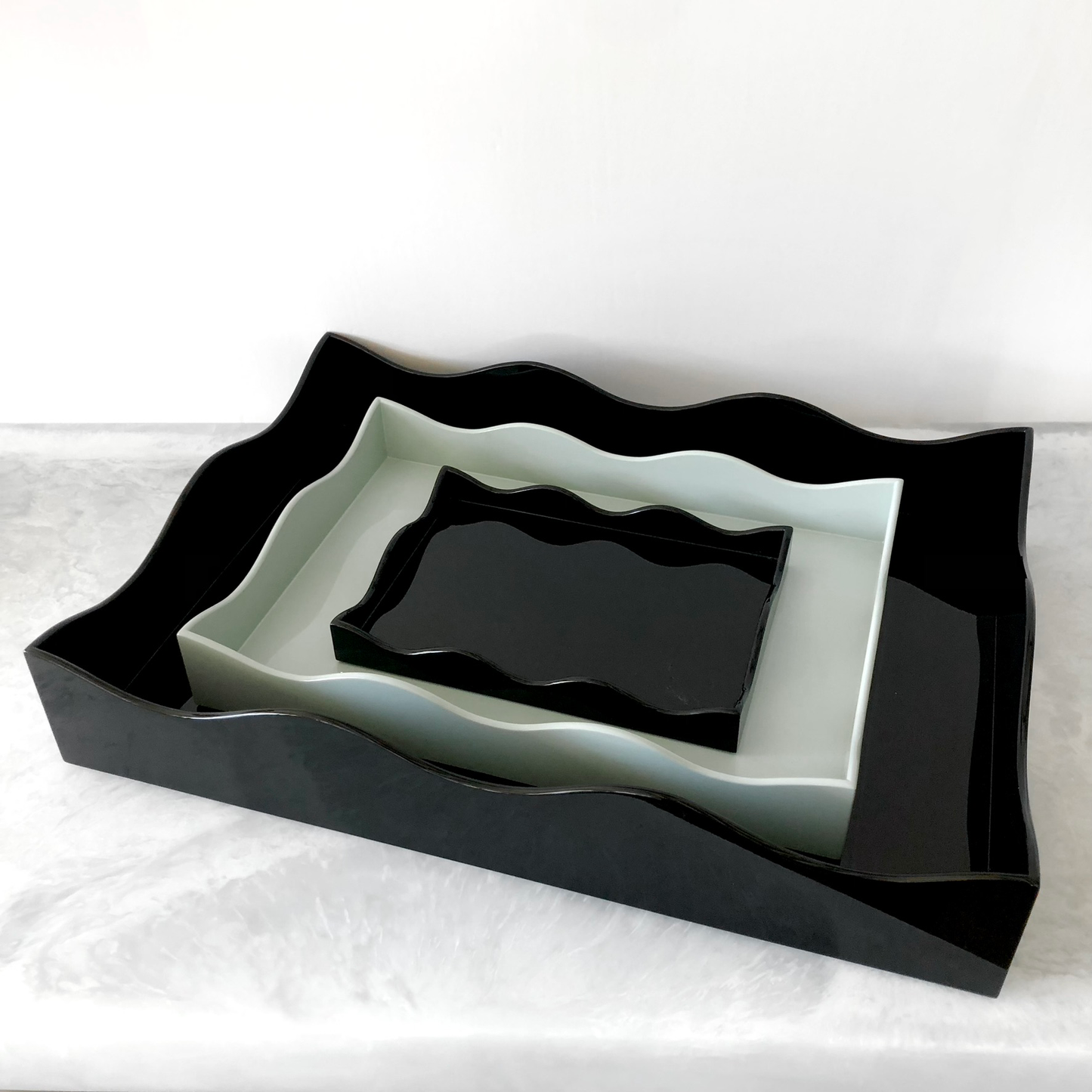 Large Belles Rives Lacquer Tray - Licorice Black