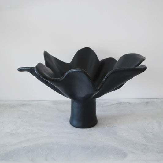 Black Flower Plaster Bowl