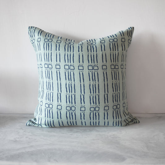 Elliot Pillow in Navy & Mint - 22"