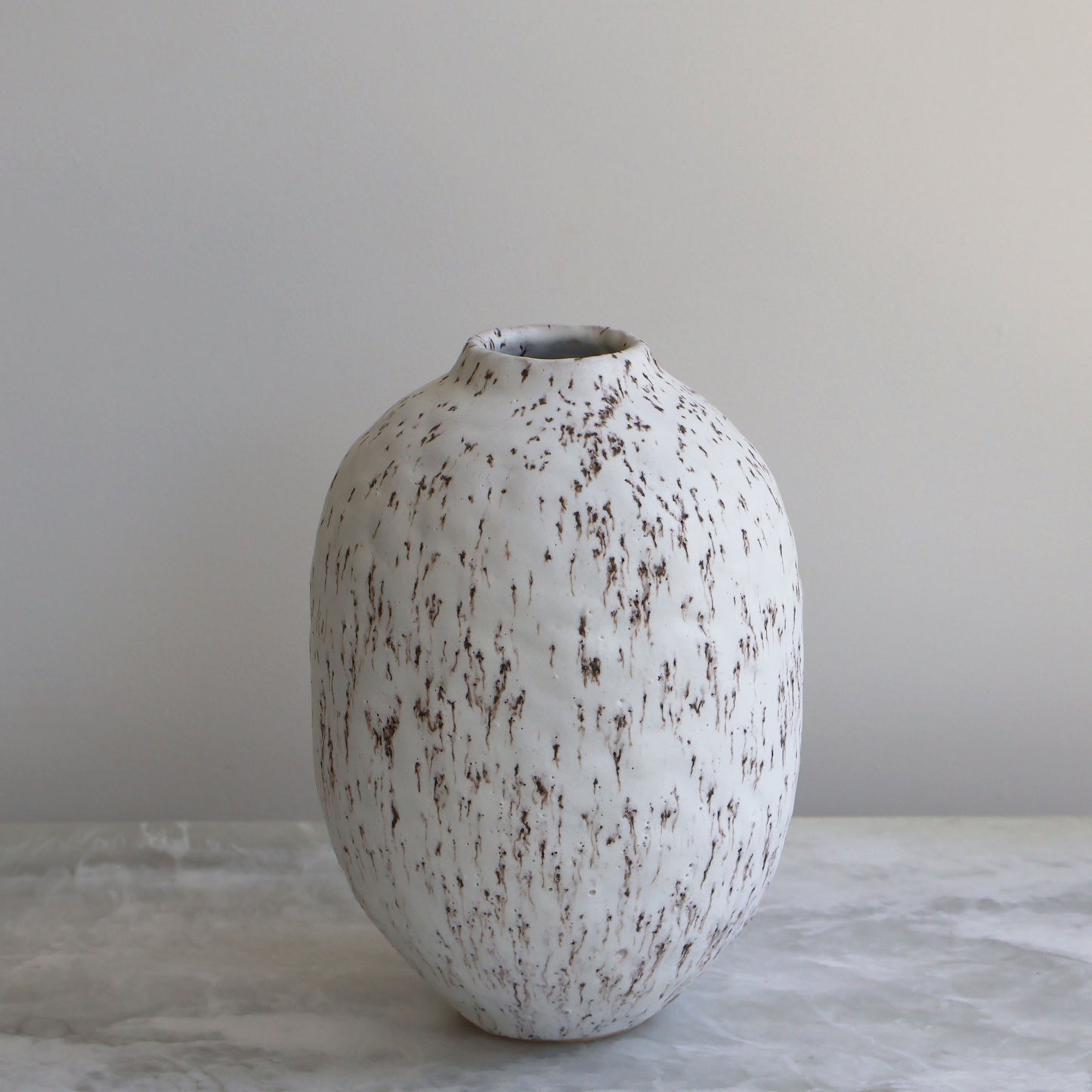 Speckled White Oval Vase