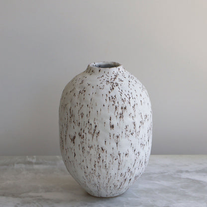 Speckled White Oval Vase