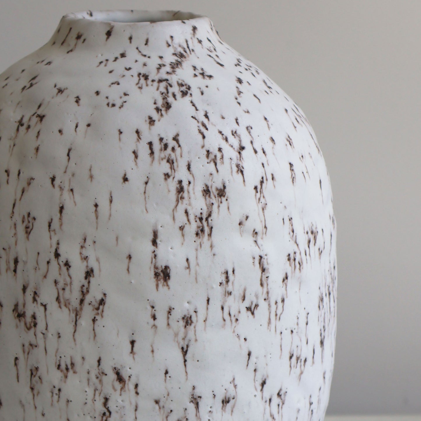 Speckled White Oval Vase