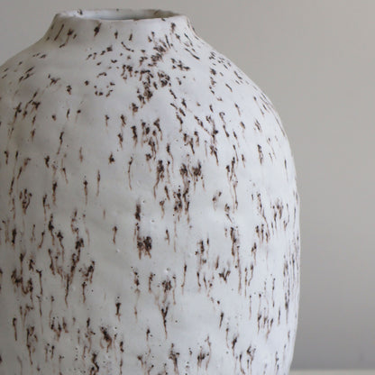 Speckled White Oval Vase