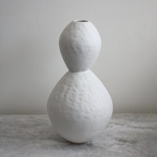 White Curved Hourglass Vase
