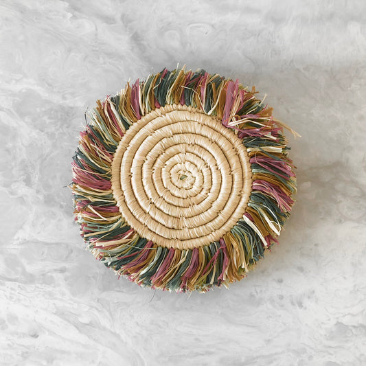 Bloom Fringed Natural Drink Coasters in Flourish